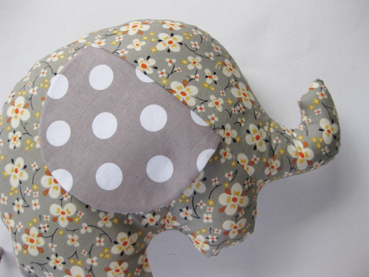 Elephant Softie - Elephant Cushion - Handmade With Designer Fabric By Alexander Henry And Name Embroidered On The Ears